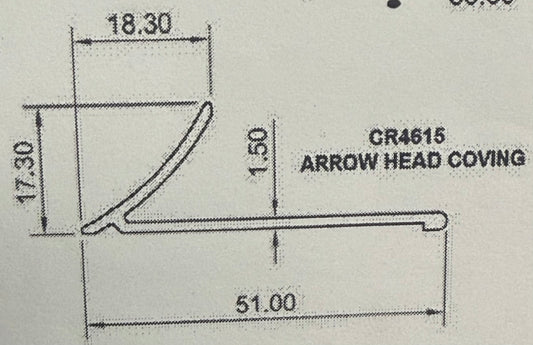 Aluminium Arrowhead Coving - 6.5m long