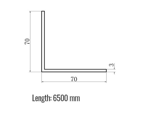 Aluminium Angle 70 x 70 x 3mm - (6.5M Long)